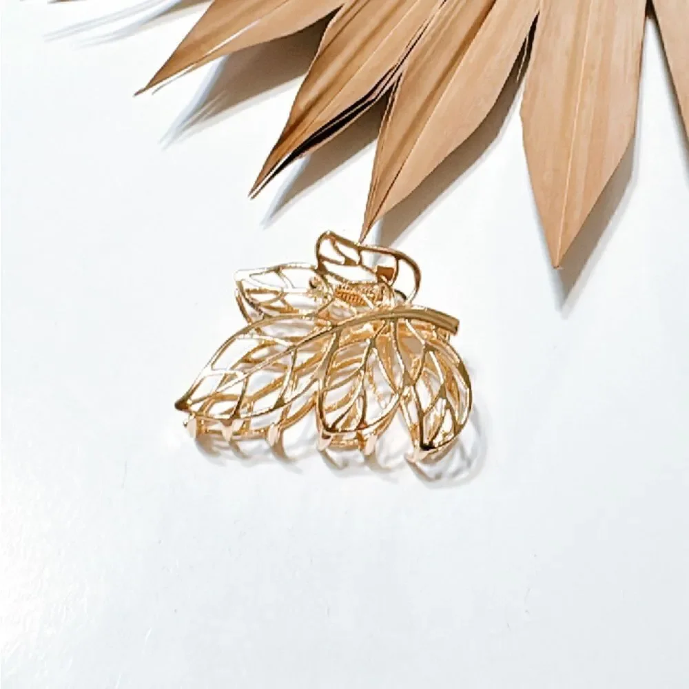 Gold leaf hair clips S754